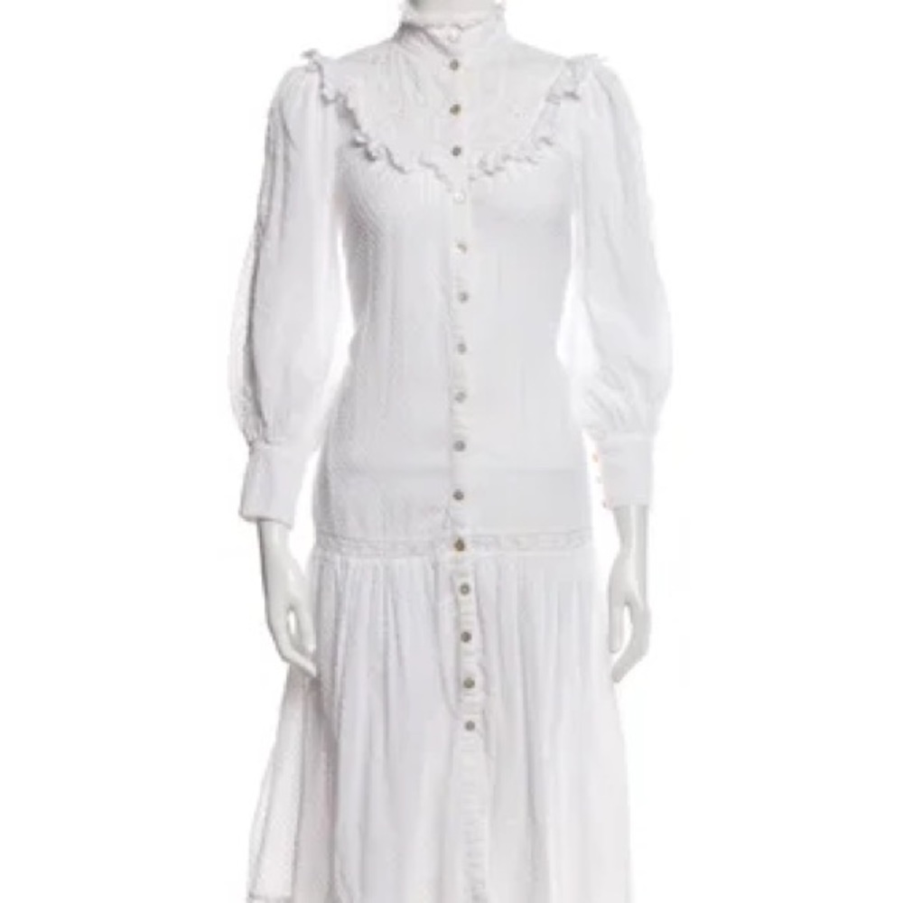 LoveShackFancy white lace mock neck midi
